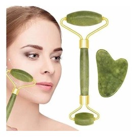 Rodillo Jade + Guasha + 10 Mascarillas Faciales Skin Care Todo Tipo De Piel