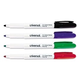 Universal Pen Style Dry Erase Markers, 4/Pack