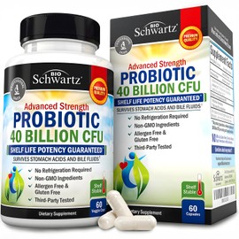 BioSchwartz Daily Probiotic Nutritional Supplement - 40 Billion CFU for Gut Health - Probiotics for Men and Women - Digestive Health with Astragalus & Lactobacillus - Shelf Stable - 60 Count
