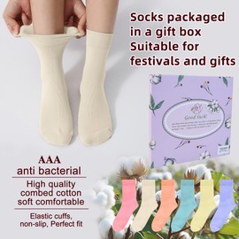 Corlap Womens Thin Cotton Socks - 6 Pairs Above Ankle Crew Bootie Dress Socks Gift Box