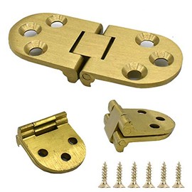 Folding Table Hinge Brass Round Edge 180 Degree Folding Table Butler Tray Backfold Hinges for Table Cabinet Door Furniture with Screws Gold Pack of 4