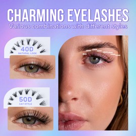 SUMFORMI lash cluster eyelash extensions 280pcs wispy eyelash cluster lashes wispy individual lashes cluster eyelashes cluster lashes natural cat eye cluster lashes D curl 8-16MM for Beginner 40D+50D