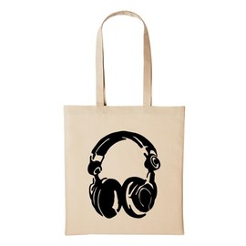 huuraa Hellweg Druckerei Jute Bag Headphones DJ Headphones DJANE Gift Idea for Men and Women Cotton Bag for Friends and Family, beige