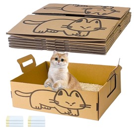 Gxsdj 6PCS Disposable Litter Boxes for Cats,Large Foldable Cardboard Cat Litter Box with Trash Bags,Extra Thick Portable Travel Potty Toilet Pan for Cat Small Pets,16.5 x 13.5 x 5.9 Inch