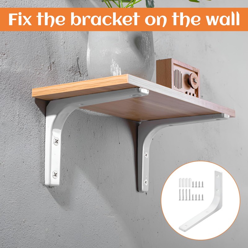Shelf Brackets,6Pcs Shelf Bracket,Brackets for Shelves,100mm*100mm White Shelf Brackets,L Bracket
