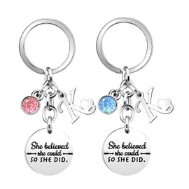 OWill 2 Pcs Key Chains Key Rings Inspirational Gifts for Women, Keychain She Believe She Could So She Did Encourage Quote Keyrings Gift for Women Girls BFF Best Friends Daughter Sisters(K)