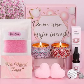 Set de Baño y spa Corporal, Regalos para San Valentin, Velas de Aromaterapia, Crema de Manos, El regalo Perfecto para Amigas, Madres y Hermanas, un Regalo de San Valentín para Novias y Esposas