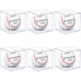 6 Pack Baseball Display Case UV Protected Acrylic Clear Baseball Holder Square Cube Ball Protector Memorabilia Autograph Display Box