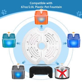Cat Water Fountain Filters for 84oz/2.5L Stainless Steel Pet Fountain and 67oz/2.0L Plastic Cat Drinking Fountain, 4 Pack Pet Replacement Filters with 4 Pre-Filter Sponges