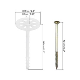 PATIKIL 142mm Perforated Insulation Pins, 30 Pack Insulating Nails Wall Plug Plastic Expansion Bolt for Fixing Foam Boards to Masonry Wall or Ceiling