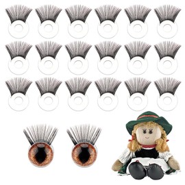 PH PandaHall 20pcs Black Safety Eyelashes 16mm Doll Eyelashes Eye Accessory Crafts Eyelash Strips Plastic Stuffed Crochet Eye Lashes Doll Eyelash Tray for Amigurumi Puppet Teddy Bear Plush Animal