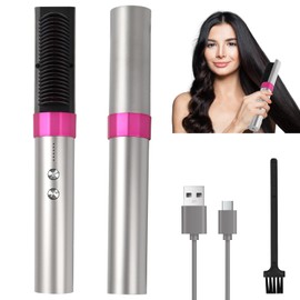 Cepillo Alaciador de Cabello, Cepillo Alisador de Pelo con Iones Negativos 6 Ajustes de Temperatura, Cepillo Alisador Eléctrico Portátil Recargable por USB, Para Cabello Natural y Teñido