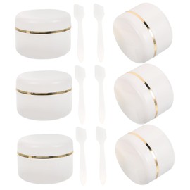 VICASKY 6pcs Refillable Cosmetic Jars with Spoon Leak Cream Lotion Containers for Travel and Home Use Durable Skincare Storage Pots
