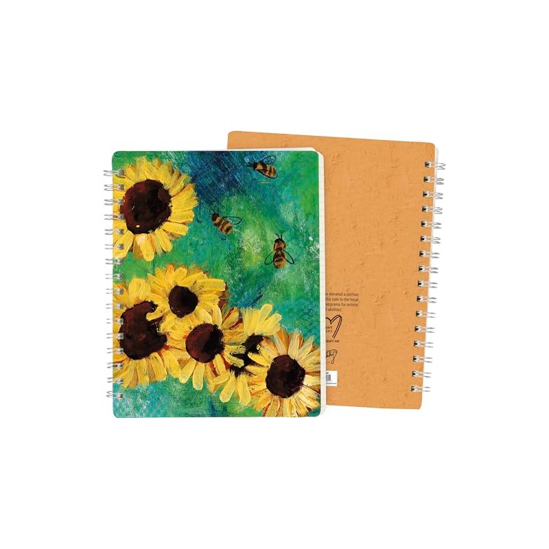 Sunflower & Bumble Bee Spiral Notebook Journal - 120 lined