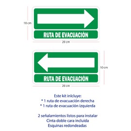 Genérico Monsterprint Señalamientos Ruta De Evacuación, Paquete De 2 Piezas, Medida 20x10 cm. Impresión HD directa en estireno con tintas UV.