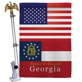Americana Home & Garden US Georgia House Flag Eagle Set Regional States American Territories Republic Country Particular Area Decoration Banner Small Garden Yard Gift Double-Sided, Made in USA