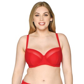 Curvy Kate Women's Sheer Class Balcony Bikini, red, 32D