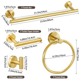 5 Piece Bathroom Towel Bar Set, 24 inch Brushed Nickel Towel bar Towel Ring Toilet Paper Holder Robe Towel Hook, SUS304 Stainless Steel Bathroom Accessory Set