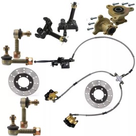 Unbranded Go Kart Front Spindle 3 Stud Hub Brake Caliper Disc Rotor +Tie Rod ATV Quad Bike