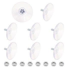 UFURMATE Suction Cup Hooks, 8Pcs Clear PVC Suction Cup Hooks with Lock Nut, M6x14 Screw on Suction Pads Plastic Sucker Pads with Screw for Bathroom Kitchen, Diameter 54mm