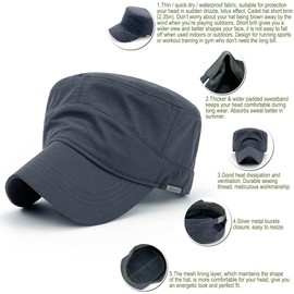 Rayna Fashion mens Quick Dry Cadet Army Waterproof Military Flat Top Baseball Dad Sun Outdoor Sports Cap, Grey, X-Large