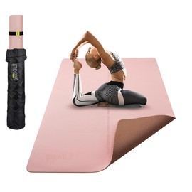 Gogokiwi Large Yoga Mat (6'x4') Extra Wide Workout Mat for Home, Non Slip Fitness & Exercise Mat for Home Gym, Yoga, Pilates, Stretching, and Floor (Rose Latte, Standard (1/4 inch Thick))