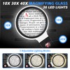 40X 30X 10X Magnifying Glass with Light and Stand, Large