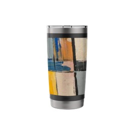 Yellow Gray and Beige Pastel Colors Abstract Art Painting Stainless Steel Insulated Tumbler