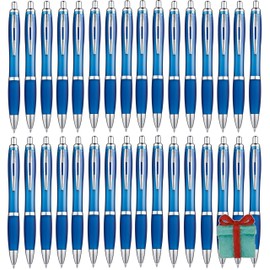 Set of 50 Ergonomic Ballpoint Pens Black Retractable Ballpoint Pens Blue Large Refill Pens Office Uni Household Ballpoint Pen Set 50 Black Pens Blue Ink
