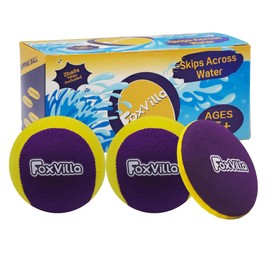 FoxVilla Water Skipping Ball Set - Includes 2 Water Bouncing Balls & 1 Flying Disc - Skips Across Water - Perfect Summer Pool, Beach, and Lake Toys for Kids (Ages 5+), Teens & Adults (Orange Purple)