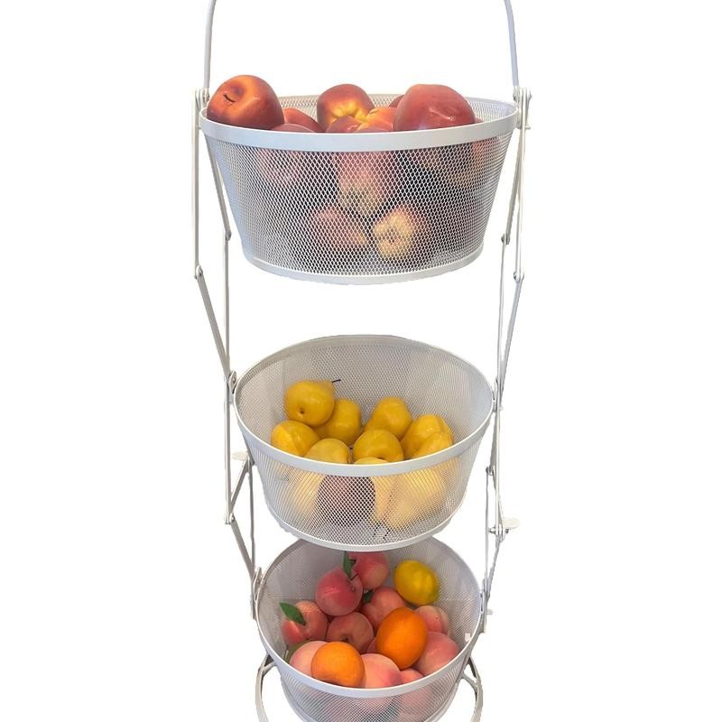 Origami Three Tier Collapsible Baskets - Powder Coated Steel:_Black