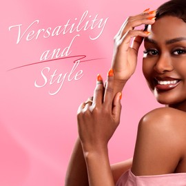 Gold Chrome French Tip Press on Nails | GJZEZ Short Almond Soft Gel Golden Metallic Shiny French Tips on Orange Base Glue On Nails | 16 Sizes - 32 Reusable False Nail Kit with Glue, Glossy Sunset