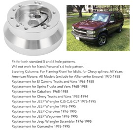 56 Hole Steering Wheel Hub Adapter 5 6 Hole Steering Wheel Short Hub Adapter Aluminum for 19761995 (Silver)