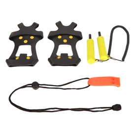 Retractable Ice Picks Sharp Tip Ergonomic Handle Anti Slip with Whistle Shoe Spikes Ice Grip for Winter Outdoor Sports Ice Fishing Yellow L for Size 40-42