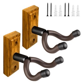 Guitar Wall Mount, Solid Wood Guitar Hanger, Guitar Wall Hanger, Guitar Accessories, Rotatable U-Shape Hardwood Guitar Holder Hook for Acoustic, Electric Guitar (2, Zebrawood)