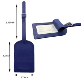 MFCGHXR Pack of 4 Luggage Tags with Address Tag, Leather Suitcase Tag for Entering Business People and Travel Luggage Identification, Navy Blue