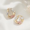 Women's Tri Color Twisted Hoop Earrings - Gold Silver and