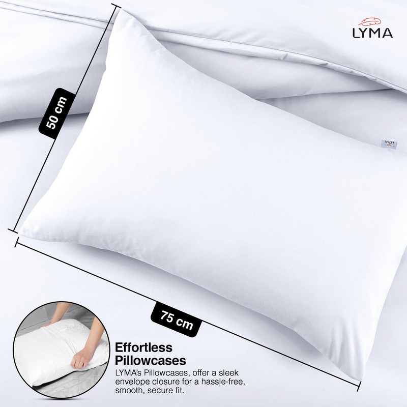 LYMA Bedding Pillow Cases 2 Pack, Ultra Soft Breathable Housewife