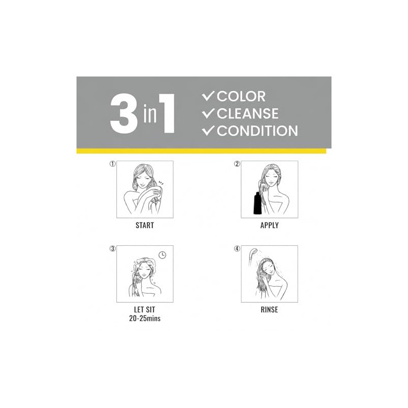KINGMING- Champú para teñir el cabello castaño oscuro 3 en