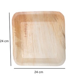 DeinPack 25 Palm Leaf Plates Square 24 x 24 x 3 cm | Organic Disposable Tableware Biodegradable | Party Tableware | Disposable Tableware | Snack Bowl | Plate Compostable