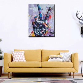 Tucocoo Bansky Street Art Paint by Numbers for Adults, DIY Firm Faust Oil Painting Kits on Canvas with Brushes and Acrylic Pigment, Graffiti Style, Colorful for Home Decoration, 16 x 20 inch