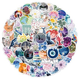 Ocean Series Stickers Pack of 100 Cute Waterproof Sea Animals Stickers for Laptop Scrapbook Luggage Car Suitcase Skateboard Motorcycle Guitar Funny Cartoon Plants Stickers for Teenagers Children
