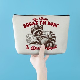 Funny Western Raccoon Makeup Bag Sarcastic Animal Humor Cosmetic Bag Raccoon Stuff Raccoon Gifts Funny Gifts for Women Raccoon Lovers Friends Mom Sisters Christmas Birthday Gifts Travel Toiletry Bag