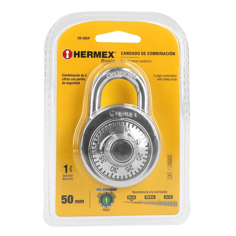 Hermex CD-50CP Blister Disc Combination Padlock