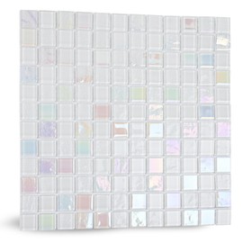 Adedeo Glass Mosaic Tile Backsplash Dazzling Gold White 12 x 12 Inch for Kitchen Backsplash Bathroom and Shower (5-Pack, 5 sq.ft.)