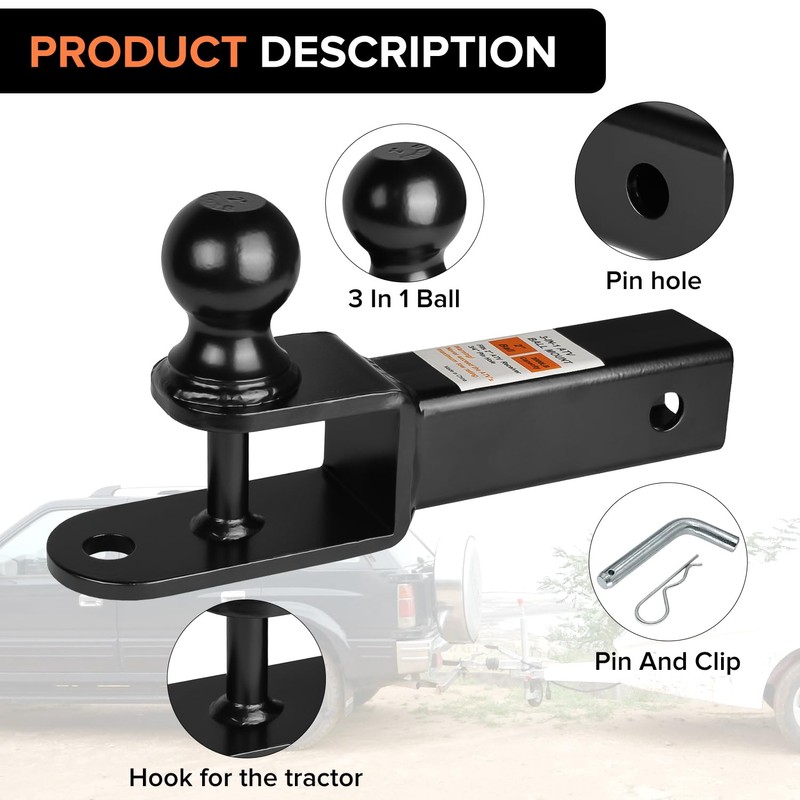 Donext ATV/UTV Trailer Hitch, Towing Ball Mounts with 2" Ball,