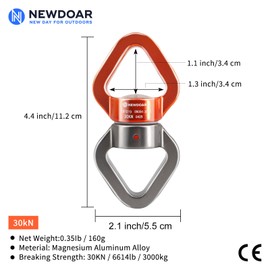 NewDoar Swing Swivel, 30KN Rotator Swing Spinner Micro Swivel Device für Swing Aerial Dance/Yoga/Schaukel/hängende Hängematte/Klettern Baumpfleger (Silber Orange)