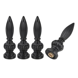 PATIKIL 25x80mm Lamp Shade Finial, 4 Pcs Lamp Finials Caps Knob M10x1mm Threaded Alloy Solid Lamp Finial Decoration for Lamp Shade Table Floor Lamps, Black