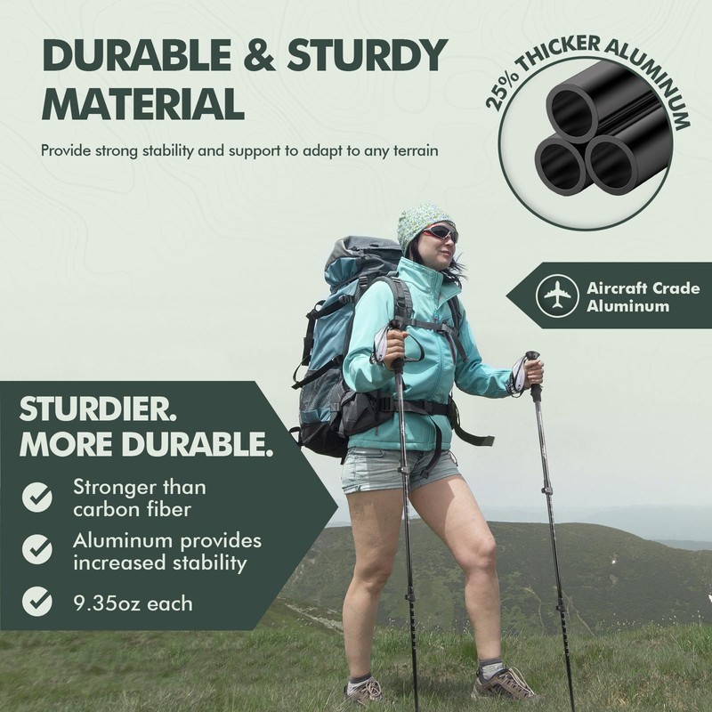 KINGGEAR Nordic Walking Stick, TP1 Hiking Poles Retractable Lightweight 7075