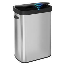 WLIVE 13 Gallon Trash Can, 50 Liter Large Capacity Motion Sensor Automatic Trash Cans Touchless with LED Indicator, Brushed Stainless Steel Finish Garbage Cans for Kitchen, Office, School, Silver